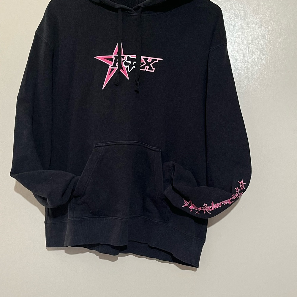 Fox Black Hoodie with Pink Accents